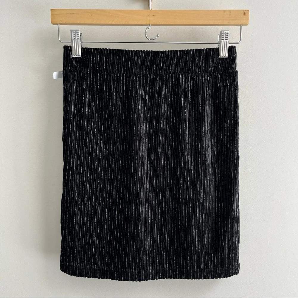 [noisy may] velvet metallic mini skirt black XS